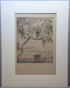 c 1920 Joseph Hecht "Vendange" (Grape Harvest) Engraving