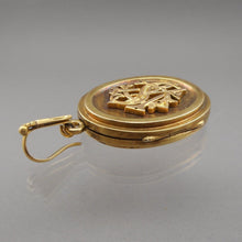Load image into Gallery viewer, Large Antique Victorian Locket Pill Box 14K Gold Sash, Necklace Pendant WCS Monogram