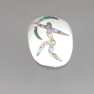 Vintage Mid Century Abalone Archer Pendant Brooch APO Taxco Mexico Sterling Silver Inlaid Shell Pin Modernist Design Sagittarius Zodiac