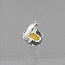 Load image into Gallery viewer, Vintage Artisan Egg Yolk Amber Ring 7 1/4 Sterling Silver Southwestern Handmade