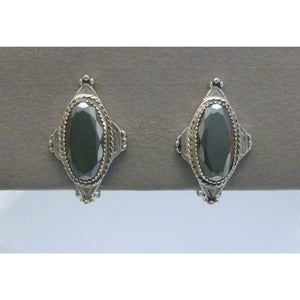 Whiting & Davis Hematite Earrings - Vintage Signed Designer Jewelry, Silver Tone Clip Ons