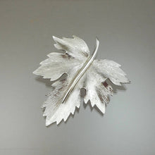 Load image into Gallery viewer, Vintage Marcel Boucher Maple Leaf Brooch - Brushed Silver Tone - Signed Designer Pin - Estate Collection Jewelry - Excellent Condition