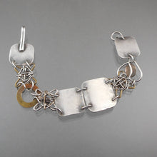 Load image into Gallery viewer, Vintage Angela Duffin Artisan Bracelet - Handmade, American Artist - Sterling Silver, Brass, Glass and Stones