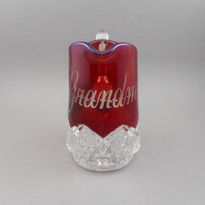 Antique 1910 Carnival Souvenir Ruby Flash Pressed Glass Red Etch Creamer Pitcher Grandma