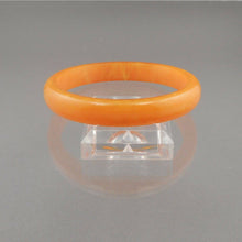 Load image into Gallery viewer, Vintage Authentic Bakelite Bracelet Plastic Bangle Marbled Amber Yellow Orange