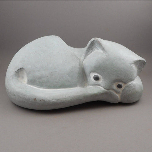 Large Vintage Isabel Bloom Cat Sculpture 1980s No Date Concrete Signed Stone Eye