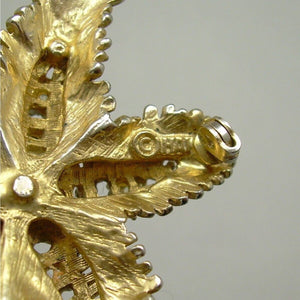 Vintage 1950s HAR Hargo Starfish Brooch - Large Rhinestone, Gold Tone Signed Designer Pin