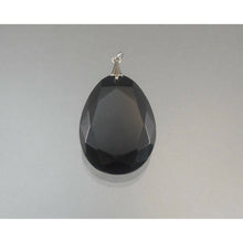 Load image into Gallery viewer, Vintage 1980s Victorian Revival Cameo Style Pendant Black Frosted Glass Teardrop