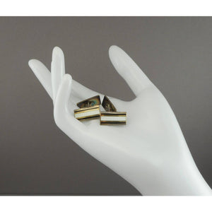 Vintage Art Deco David Andersen Cuff Links Double Sided Guilloche Enamel Sterling Silver Gold Cufflinks