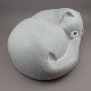 Large Vintage Isabel Bloom Cat Sculpture 1980s No Date Concrete Signed Stone Eye