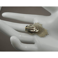 Load image into Gallery viewer, Vintage 1950s Crown Kramer Earrings and Brooch Set - Textured and Glossy Silver Tone - Wreath and Feather Design Pin and Clip Ons - Signed Designer Estate Collection Jewelry - Excellent Condition