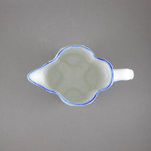Load image into Gallery viewer, Antique or Vintage Glass Creamer Pitcher Flow Blue Delft Style White Milk Jug Sailboat Gondola Design Delftware
