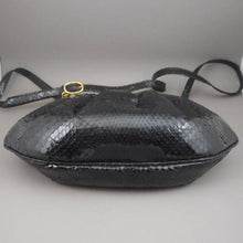 Load image into Gallery viewer, Vintage Colombetti Snakeskin Convertible Purse - Clutch and Shoulder Bag - Black and Gold Frame Handbag