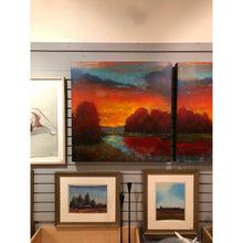 Load image into Gallery viewer, Vintage Landscape Diptych Paintings - Acrylic on Canvas - &quot; Fiery Skies II &quot; - Signed Williams Original Art