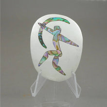 Load image into Gallery viewer, Vintage Mid Century Abalone Archer Pendant Brooch APO Taxco Mexico Sterling Silver Inlaid Shell Pin Modernist Design Sagittarius Zodiac