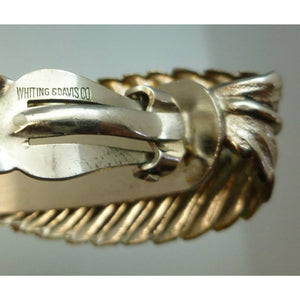 Vintage Whiting & Davis Leaf Design Earrings, Silver Tone, Signed Designer Jewelry, Clip Ons