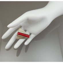 Load image into Gallery viewer, Vintage 1930s Art Deco Dress or Scarf Clip - Red Plastic, Silver Tone Metal - Arrow Design